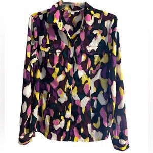 Dana Buchman Watercolor Button Down Shirt Career Office Size Medium